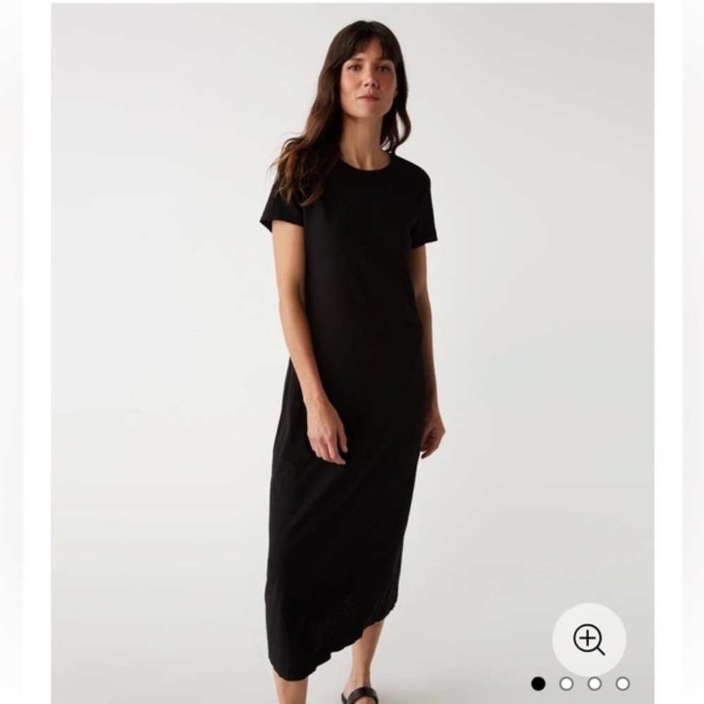 Michael Stars Supima Alanis Crew Neck Midi Dress Black XS